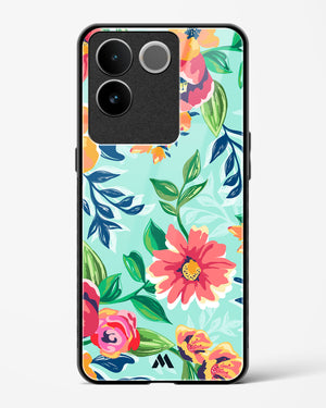 Flower Print on Canvas Glass Case Phone Cover (Vivo)