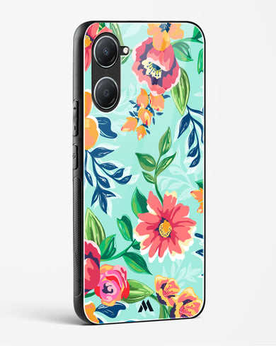 Flower Print on Canvas Glass Case Phone Cover (Vivo)
