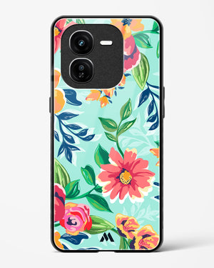 Flower Print on Canvas Glass Case Phone Cover (Vivo)