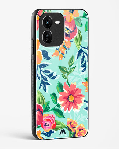 Flower Print on Canvas Glass Case Phone Cover (Vivo)