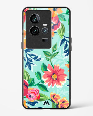 Flower Print on Canvas Glass Case Phone Cover (Vivo)