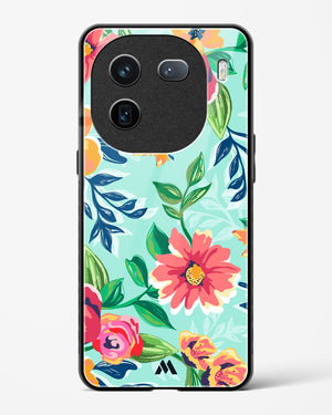 Flower Print on Canvas Glass Case Phone Cover (Vivo)