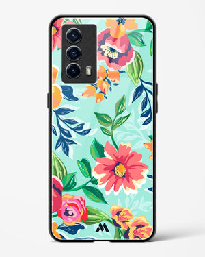 Flower Print on Canvas Glass Case Phone Cover-(Vivo)