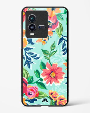 Flower Print on Canvas Glass Case Phone Cover-(Vivo)