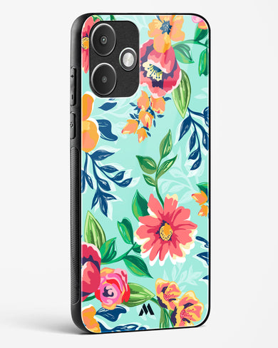 Flower Print on Canvas Glass Case Phone Cover (Xiaomi)