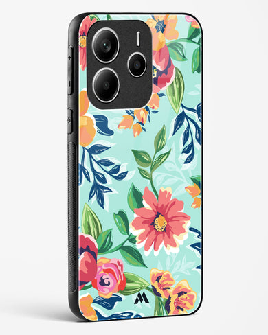 Flower Print on Canvas Glass Case Phone Cover (Xiaomi)