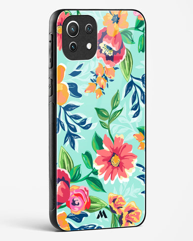 Flower Print on Canvas Glass Case Phone Cover (Xiaomi)