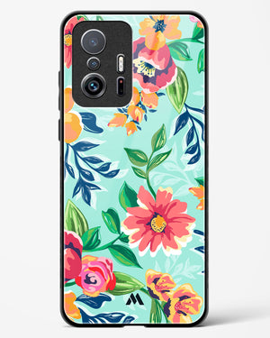 Flower Print on Canvas Glass Case Phone Cover (Xiaomi)