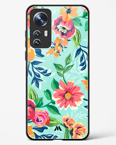 Flower Print on Canvas Glass Case Phone Cover (Xiaomi)