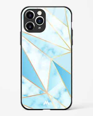 Marble Triangles Gold and Blue Glass Case Phone Cover-(Apple)