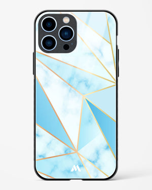 Marble Triangles Gold and Blue Glass Case Phone Cover-(Apple)