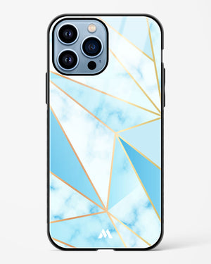 Marble Triangles Gold and Blue Glass Case Phone Cover (Apple)