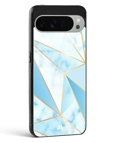 Marble Triangles Gold and Blue Glass Case Phone Cover (Google)