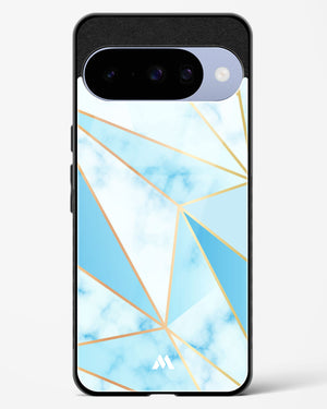 Marble Triangles Gold and Blue Glass Case Phone Cover (Google)