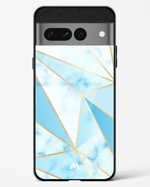 Marble Triangles Gold and Blue Glass Case Phone Cover (Google)