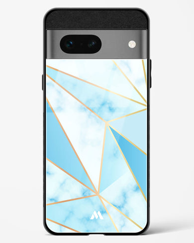 Marble Triangles Gold and Blue Glass Case Phone Cover (Google)