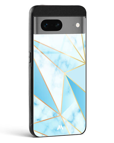 Marble Triangles Gold and Blue Glass Case Phone Cover (Google)