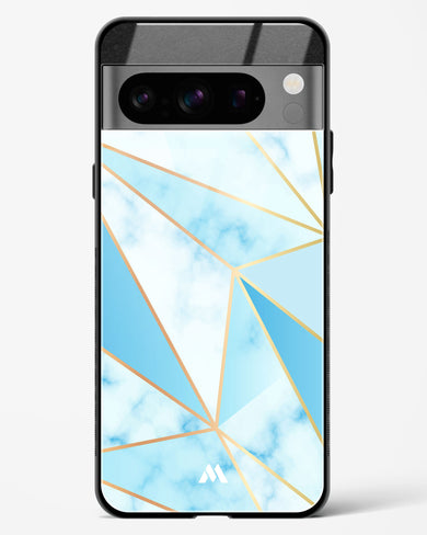 Marble Triangles Gold and Blue Glass Case Phone Cover (Google)