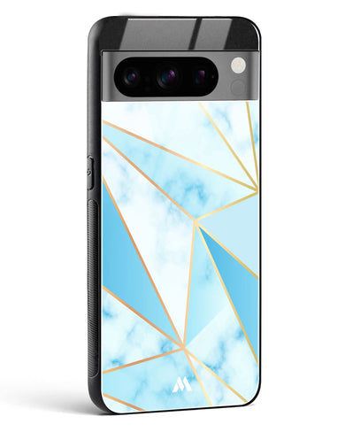 Marble Triangles Gold and Blue Glass Case Phone Cover (Google)