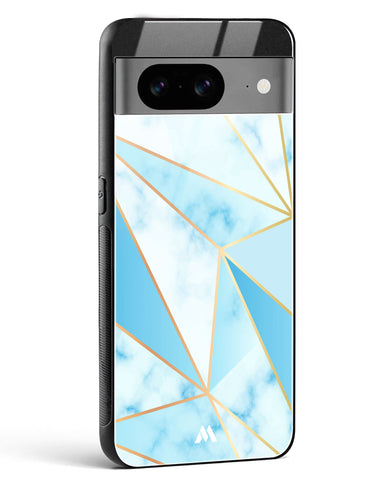 Marble Triangles Gold and Blue Glass Case Phone Cover (Google)