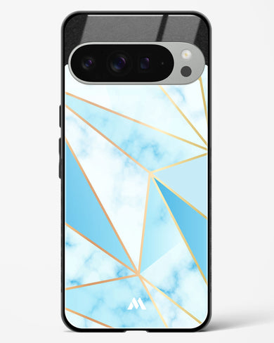 Marble Triangles Gold and Blue Glass Case Phone Cover (Google)