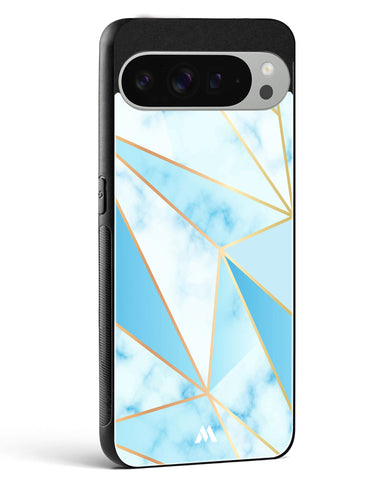 Marble Triangles Gold and Blue Glass Case Phone Cover (Google)