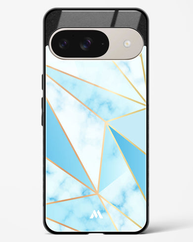 Marble Triangles Gold and Blue Glass Case Phone Cover (Google)