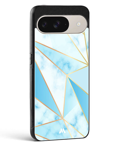 Marble Triangles Gold and Blue Glass Case Phone Cover (Google)