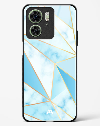 Marble Triangles Gold and Blue Glass Case Phone Cover (Motorola)