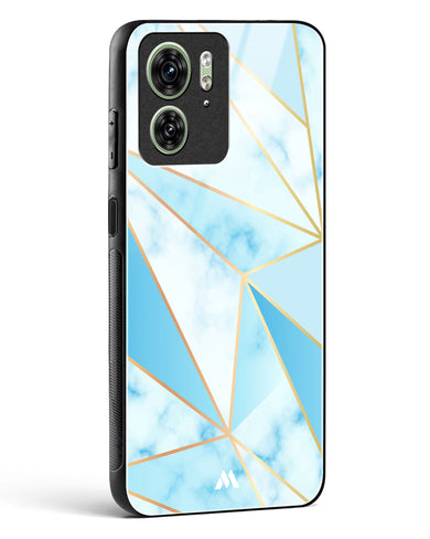 Marble Triangles Gold and Blue Glass Case Phone Cover (Motorola)