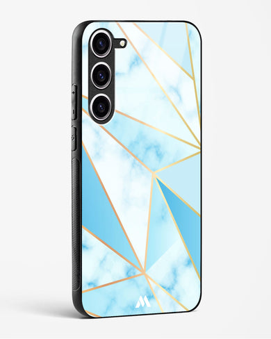 Marble Triangles Gold and Blue Glass Case Phone Cover-(Samsung)