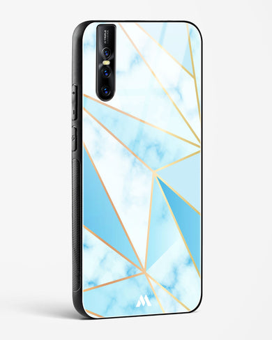 Marble Triangles Gold and Blue Glass Case Phone Cover-(Vivo)