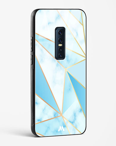 Marble Triangles Gold and Blue Glass Case Phone Cover-(Vivo)