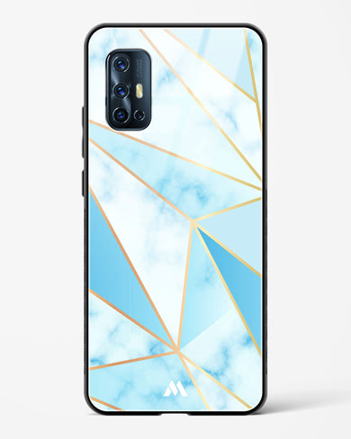 Marble Triangles Gold and Blue Glass Case Phone Cover-(Vivo)