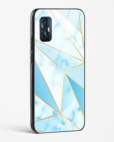 Marble Triangles Gold and Blue Glass Case Phone Cover-(Vivo)