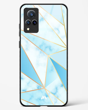 Marble Triangles Gold and Blue Glass Case Phone Cover-(Vivo)