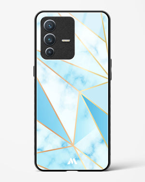Marble Triangles Gold and Blue Glass Case Phone Cover-(Vivo)