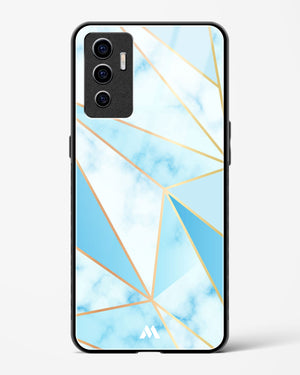 Marble Triangles Gold and Blue Glass Case Phone Cover-(Vivo)