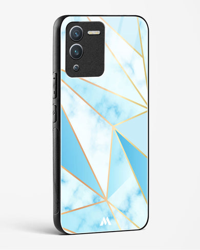 Marble Triangles Gold and Blue Glass Case Phone Cover-(Vivo)