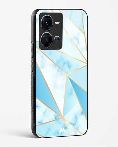 Marble Triangles Gold and Blue Glass Case Phone Cover-(Vivo)