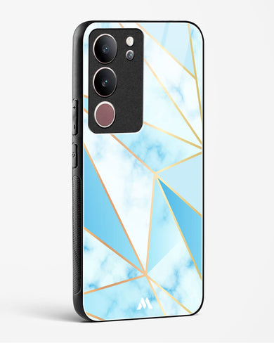 Marble Triangles Gold and Blue Glass Case Phone Cover-(Vivo)