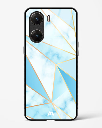 Marble Triangles Gold and Blue Glass Case Phone Cover-(Vivo)