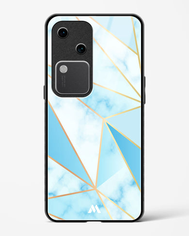Marble Triangles Gold and Blue Glass Case Phone Cover (Vivo)