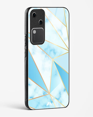 Marble Triangles Gold and Blue Glass Case Phone Cover (Vivo)