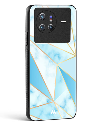 Marble Triangles Gold and Blue Glass Case Phone Cover-(Vivo)