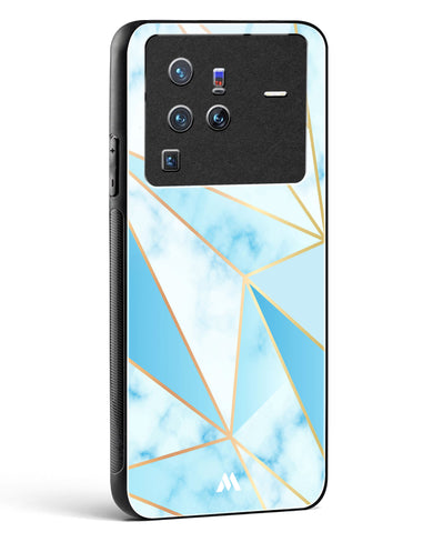 Marble Triangles Gold and Blue Glass Case Phone Cover-(Vivo)