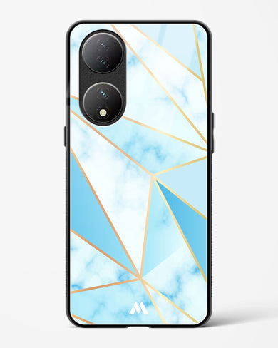 Marble Triangles Gold and Blue Glass Case Phone Cover-(Vivo)