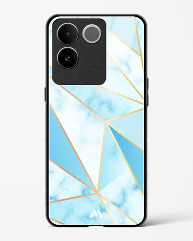 Marble Triangles Gold and Blue Glass Case Phone Cover-(Vivo)