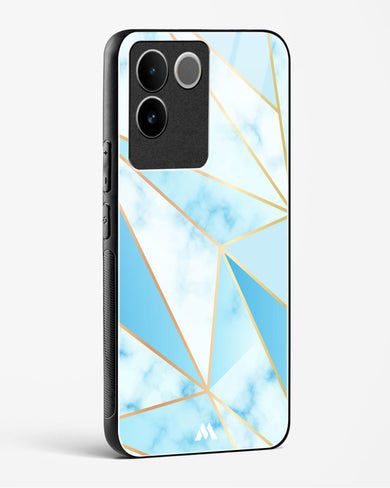 Marble Triangles Gold and Blue Glass Case Phone Cover-(Vivo)