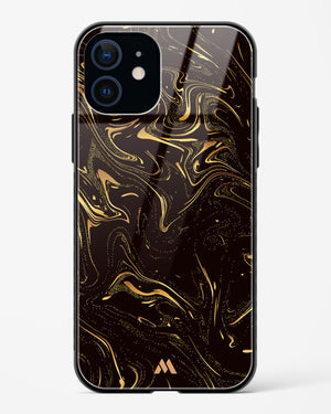Black Gold Marble Glass Case Phone Cover-(Apple)